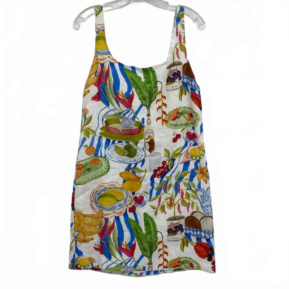 FARM Rio White Blue Fresh Table Linen Mini Dress | Women’s M